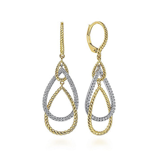 Gabriel & Co. EG14279M45JJ 14K White-Yellow Gold Diamond Earrings