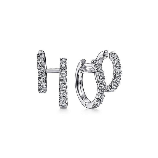 Gabriel & Co. EG14517W45JJ 14K White Gold Diamond Double Huggie  Earrings