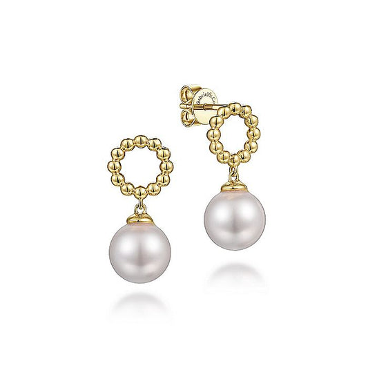 Gabriel & Co. EG14524Y4JPL 14K Yellow Gold Pearl Bujukan Stud Earrings