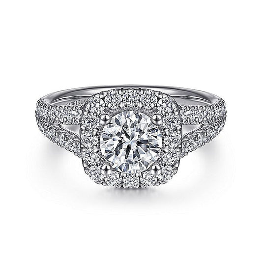 Gabriel & Co. ER10252PT4JJ Platinum Cushion Halo Round Diamond Engagement Ring