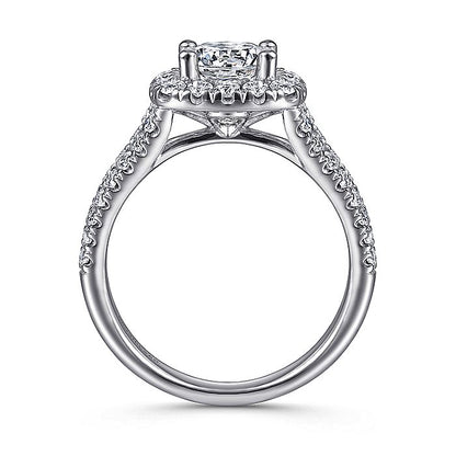 Gabriel & Co. ER10252W44JJ 14K White Gold Cushion Halo Round Diamond Engagement Ring