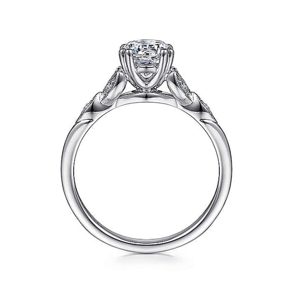 Gabriel & Co. ER11721R4PT4JJ Vintage Inspired Platinum Round Split Shank Diamond Engagement Ring