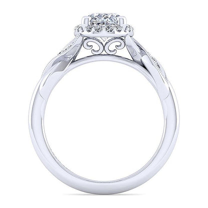 Gabriel & Co. ER11828O6W44JJ Vintage Inspired 14K White Gold Oval Halo Diamond Engagement Ring