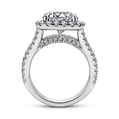 Gabriel & Co. ER12230W44JJ 14K White Gold Cushion Halo Round Diamond Engagement Ring