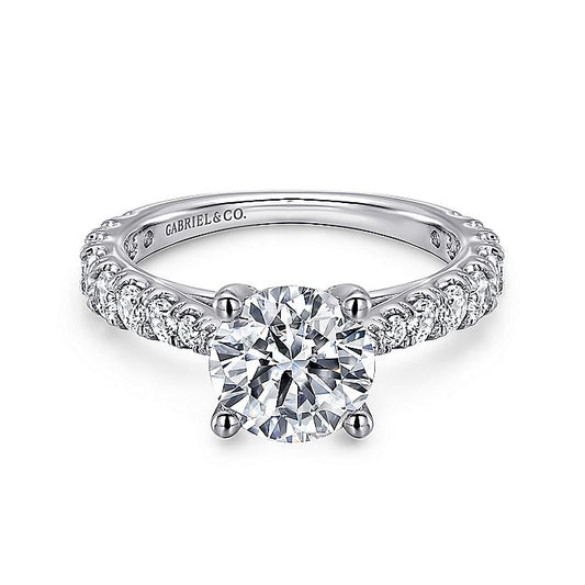 Gabriel & Co. ER12293R6W44JJ 14K White Gold Round Diamond Engagement Ring