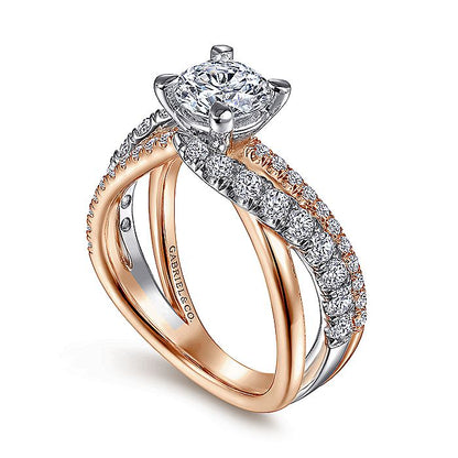 Gabriel & Co. ER12337R4T44JJ 14K White-Rose Gold Round Diamond Engagement Ring