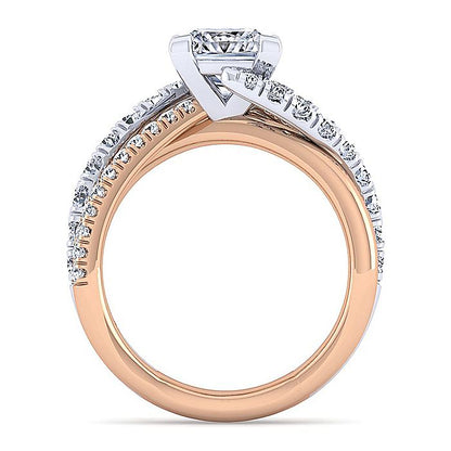 Gabriel & Co. ER12337S6T44JJ 14K White-Rose Gold Princess Cut Free Form Diamond Engagement Ring