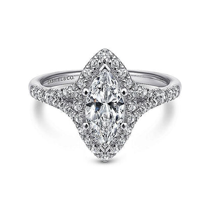 Gabriel & Co. ER12649M4W44JJ 14K White Gold Marquise Halo Diamond Engagement Ring