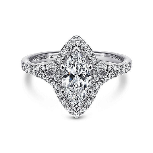 Gabriel & Co. ER12649M4W44JJ 14K White Gold Marquise Halo Diamond Engagement Ring