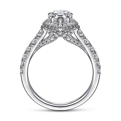 Gabriel & Co. ER12764P4W44JJ 14K White Gold Pear Shape Halo Diamond Engagement Ring