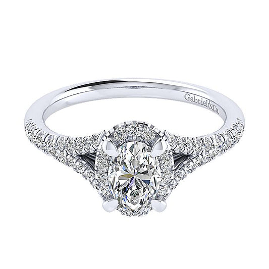 Gabriel & Co. ER12769O3W44JJ 14K White Gold Oval Halo Diamond Engagement Ring