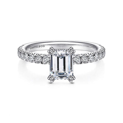 Gabriel & Co. ER13904E4W44JJ 14K White Gold Emerald Cut Diamond Engagement Ring