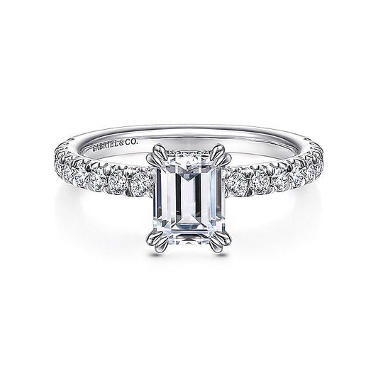 Gabriel & Co. ER13904E4W44JJ 14K White Gold Emerald Cut Diamond Engagement Ring
