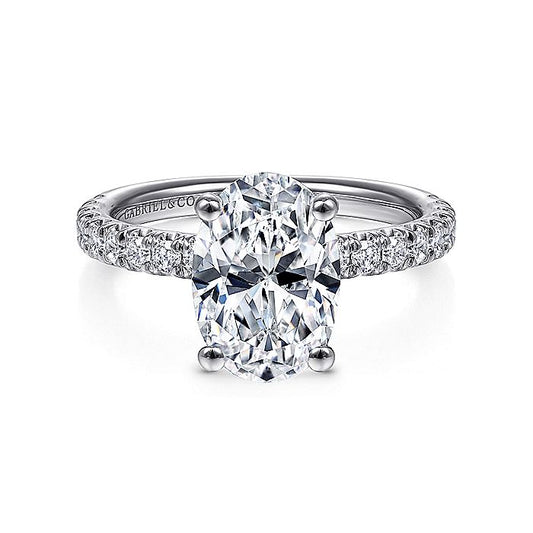 Gabriel & Co. ER13904O8W44JJ 14K White Gold Oval Diamond Engagement Ring