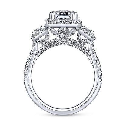 Gabriel & Co. ER14068E6W44JJ 14K White Gold Emerald Cut Diamond Engagement Ring