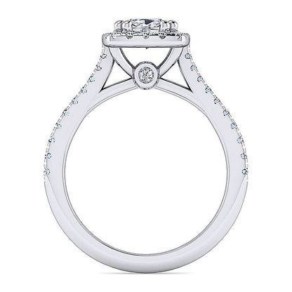 Gabriel & Co. ER14314W44JJ 14K White Gold Cushion Halo Diamond Engagement Ring