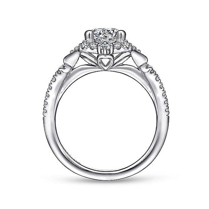 Gabriel & Co. ER14411R4W44JJ Unique 14K White Gold Vintage Inspired Halo Diamond Engagement Ring