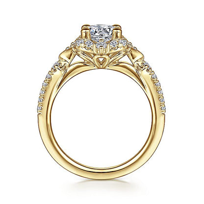 Gabriel & Co. ER14411R4Y44JJ Unique 14K Yellow Gold Vintage Inspired Halo Diamond Engagement Ring