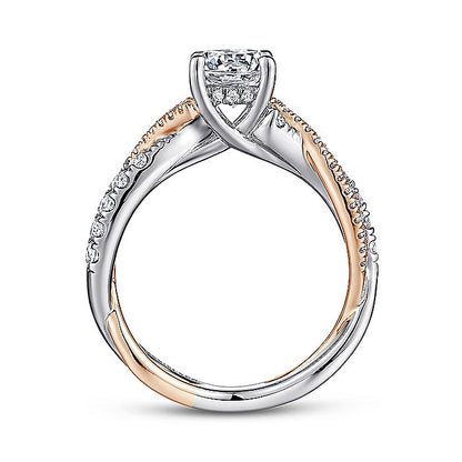 Gabriel & Co. ER14460R4T44JJ 14K White-Rose Gold Round Diamond Twisted Engagement Ring