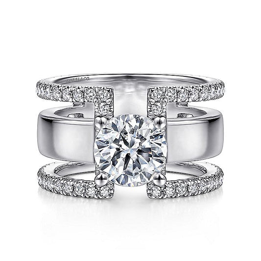 Gabriel & Co. ER14606R6W44JJ 14K White Gold Round Diamond Engagement Ring