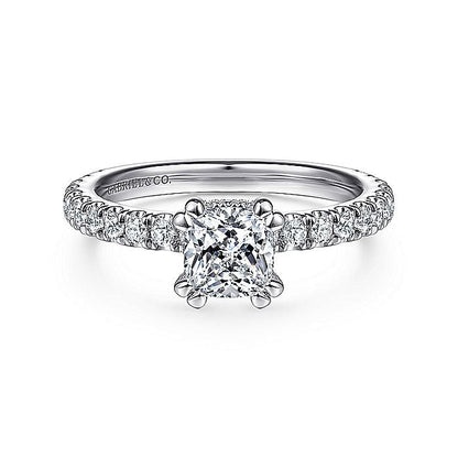 Gabriel & Co. ER14649C4W44JJ 14K White Gold Hidden Halo Cushion Cut Diamond Engagement Ring