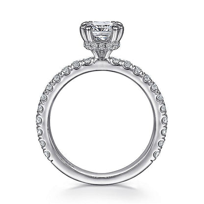 Gabriel & Co. ER14649C4W44JJ 14K White Gold Hidden Halo Cushion Cut Diamond Engagement Ring