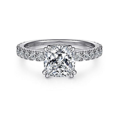 Gabriel & Co. ER14649C8W44JJ 14K White Gold Hidden Halo Cushion Cut Diamond Engagement Ring