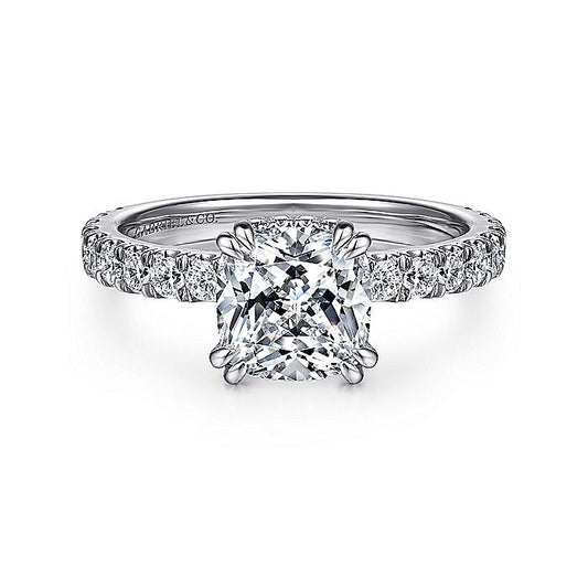 Gabriel & Co. ER14649C8W44JJ 14K White Gold Hidden Halo Cushion Cut Diamond Engagement Ring