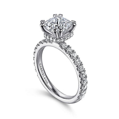 Gabriel & Co. ER14649C8W44JJ 14K White Gold Hidden Halo Cushion Cut Diamond Engagement Ring