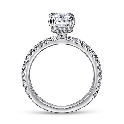 Gabriel & Co. ER14649E4W44JJ 14K White Gold Hidden Halo Emerald Cut Diamond Engagement Ring