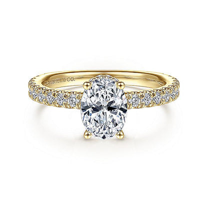 Gabriel & Co. ER14649O4Y44JJ 14K Yellow Gold Hidden Halo Oval Diamond Engagement Ring