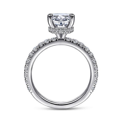 Gabriel & Co. ER14649O8W44JJ 14K White Gold Hidden Halo Oval Diamond Engagement Ring