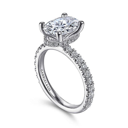 Gabriel & Co. ER14649O8W44JJ 14K White Gold Hidden Halo Oval Diamond Engagement Ring