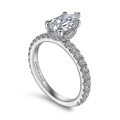 Gabriel & Co. ER14649P4W44JJ 14K White Gold Hidden Halo Pear Shape Diamond Engagement Ring