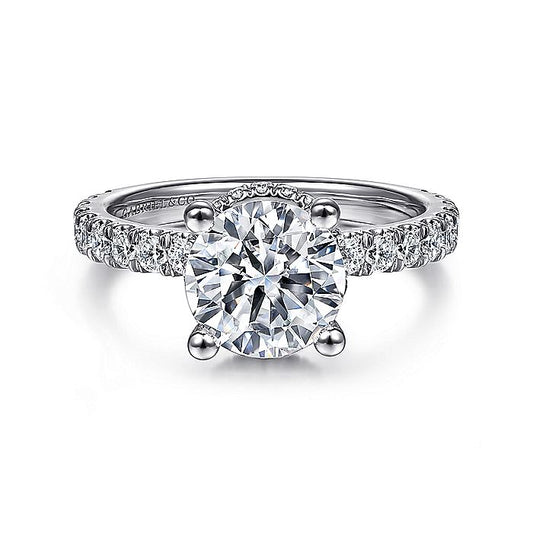 Gabriel & Co. ER14649R8W44JJ 14K White Gold Hidden Halo Round Diamond Engagement Ring