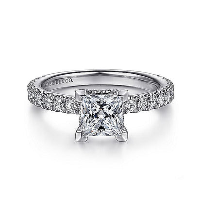 Gabriel & Co. ER14649S4W44JJ 14K White Gold Hidden Halo Princess Cut Diamond Engagement Ring