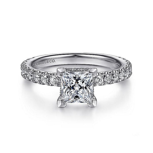 Gabriel & Co. ER14649S4W44JJ 14K White Gold Hidden Halo Princess Cut Diamond Engagement Ring