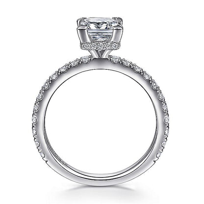Gabriel & Co. ER14649S4W44JJ 14K White Gold Hidden Halo Princess Cut Diamond Engagement Ring