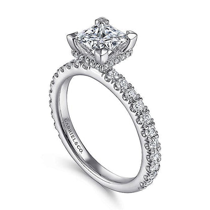 Gabriel & Co. ER14649S4W44JJ 14K White Gold Hidden Halo Princess Cut Diamond Engagement Ring