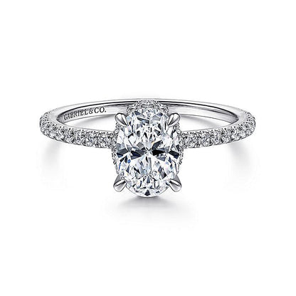 Gabriel & Co. ER14719O4W44JJ 14K White Gold Hidden Halo Oval Diamond Engagement Ring