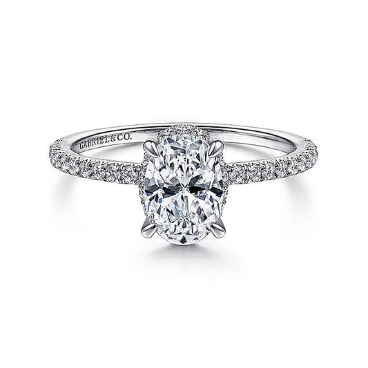 Gabriel & Co. ER14719O4W44JJ 14K White Gold Hidden Halo Oval Diamond Engagement Ring