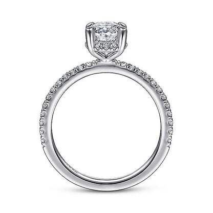Gabriel & Co. ER14719O4W44JJ 14K White Gold Hidden Halo Oval Diamond Engagement Ring
