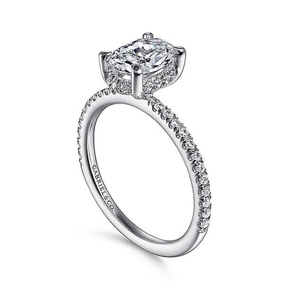 Gabriel & Co. ER14719O4W44JJ 14K White Gold Hidden Halo Oval Diamond Engagement Ring