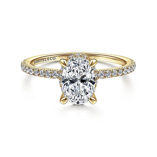Gabriel & Co. ER14719O4Y44JJ 14K Yellow Gold Hidden Halo Oval Diamond Engagement Ring