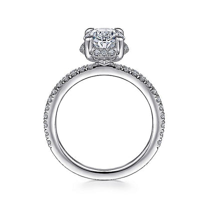 Gabriel & Co. ER14719O8W44JJ 14K White Gold Hidden Halo Oval Diamond Engagement Ring