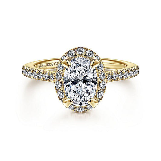 Gabriel & Co. ER14725O4Y44JJ 14K Yellow Gold Oval Halo Diamond Engagement Ring