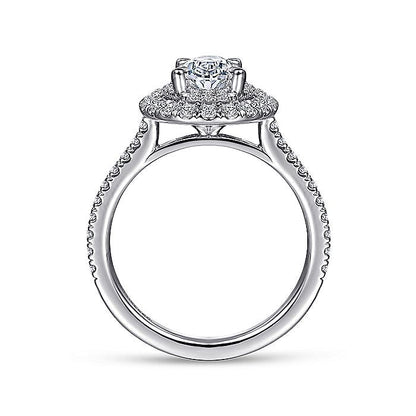 Gabriel & Co. ER14726O4W44JJ 14k White Gold Oval Double Halo Diamond Engagement Ring