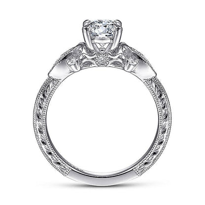 Gabriel & Co. ER14768R3W44JJ Vintage Inspired 14K White Gold Round Diamond Engagement Ring