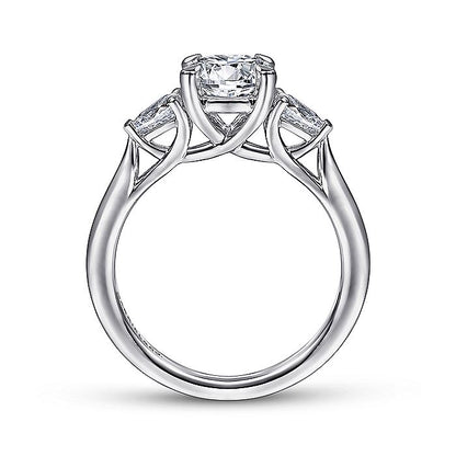 Gabriel & Co. ER14794R4W44JJ 14K White Gold Round 3 Stone Diamond Engagement Ring