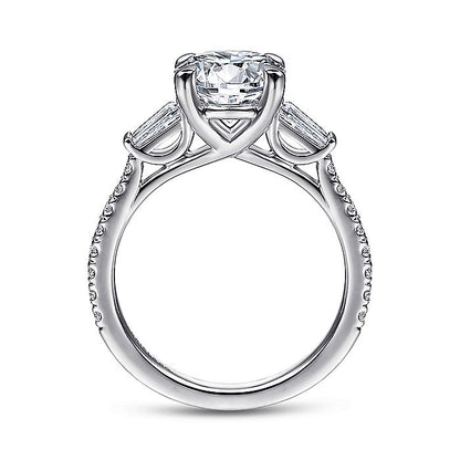 Gabriel & Co. ER14796R8W44JJ 14K White Gold Round 3 Stone Diamond Engagement Ring
